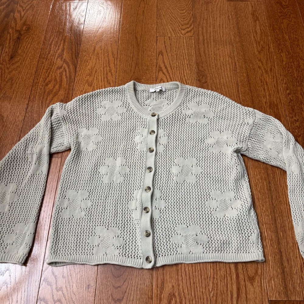 Madewell light green floral cardigan